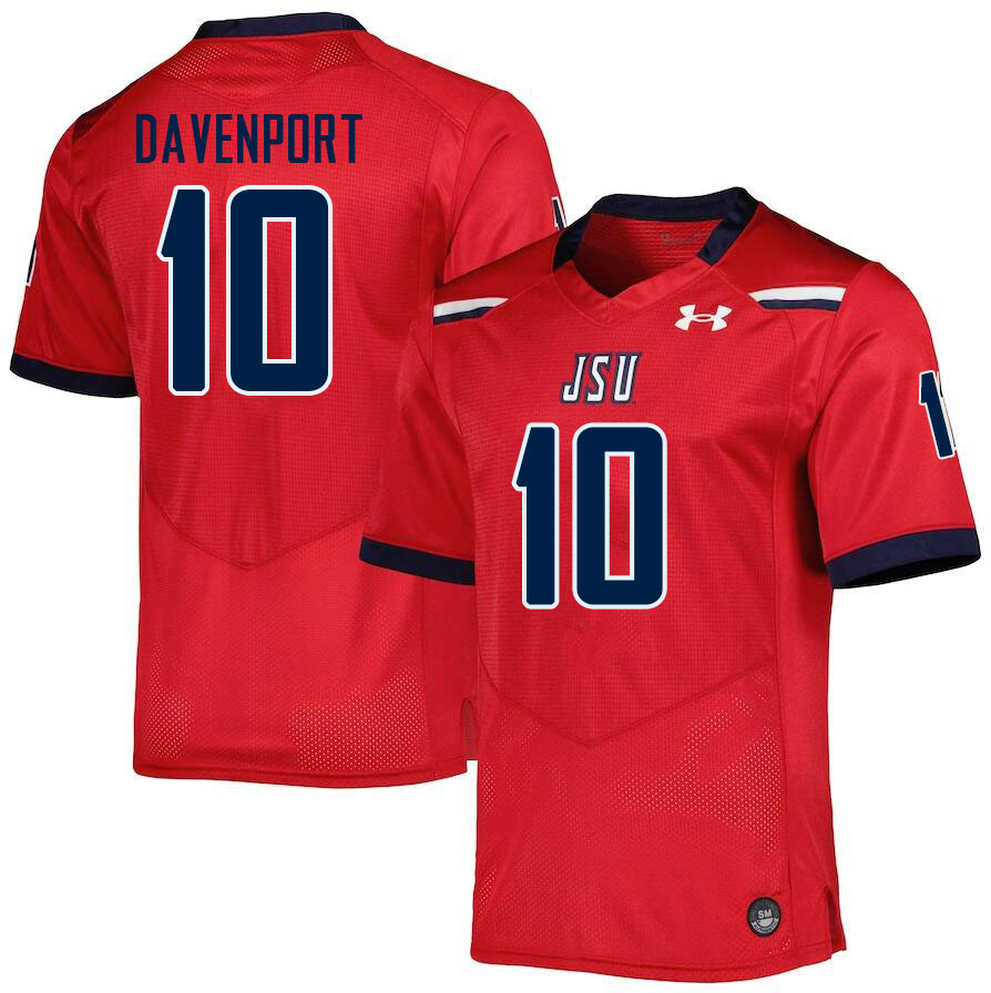 Jackson State Tigers #10 Donerio Davenport College Football Jerseys,Uniforms-Red